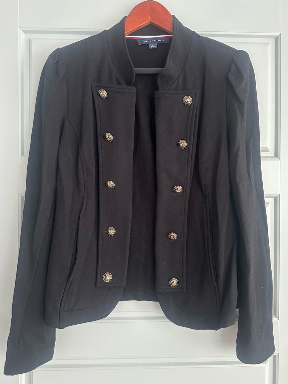 Tommy Hilfiger Black Double-Breasted Military Blazer